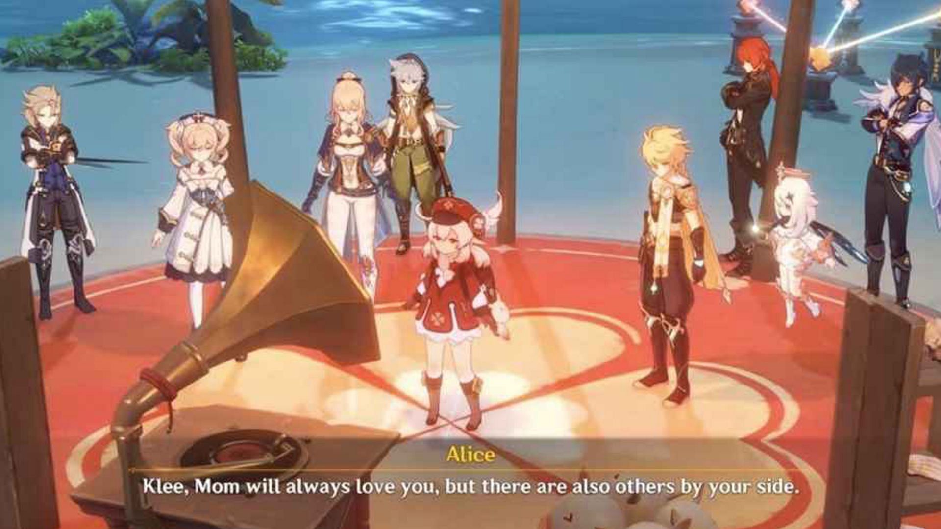 Alice communicating through a phonograph in Version 1.6 Golden Apple Archipelago (Image via HoYoverse)
